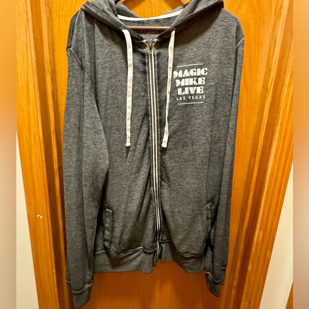 Magic Mike Las Vegas show zip up hoodie, never worn, grey XXL with unicorn back